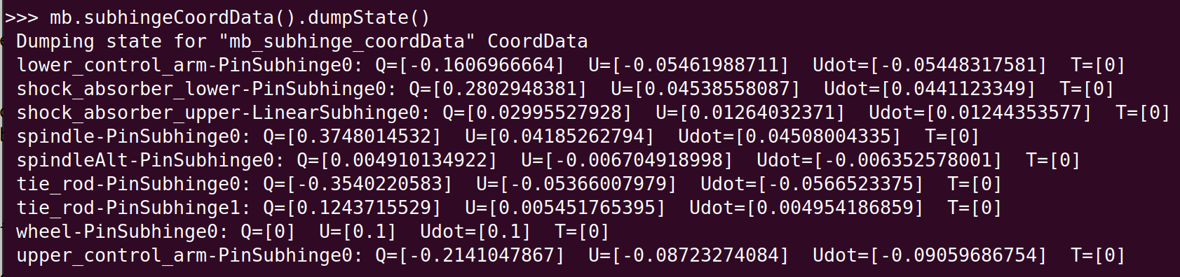 Example output from CoordData.dumpState()